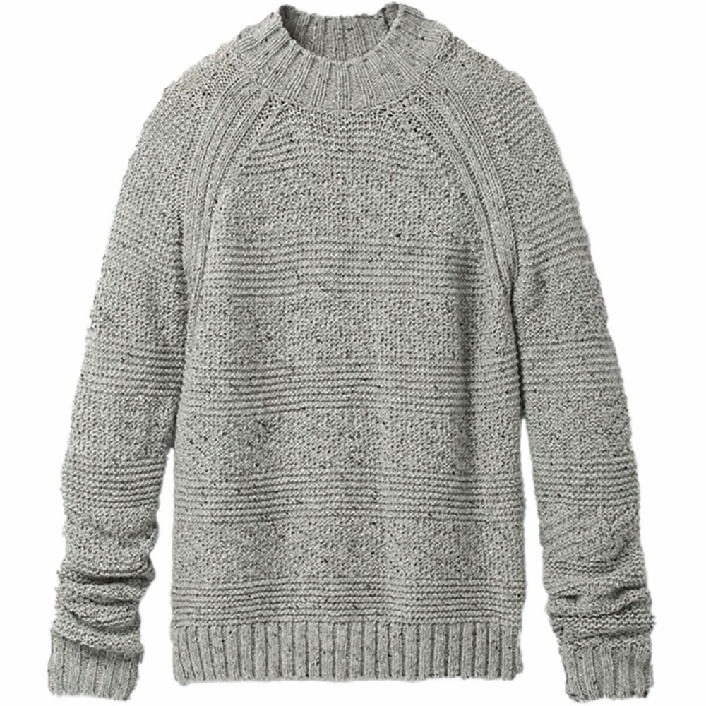 Prana Nemma Cotton Blend Mock Neck Sweater Heather Gray Chunky Knit Size Large - Picture 1 of 9